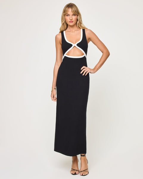 sexy cream dress L*Space Steph Dress - Black-Cream