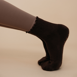 Espresso Brown Ruffle Pilates Grip Socks