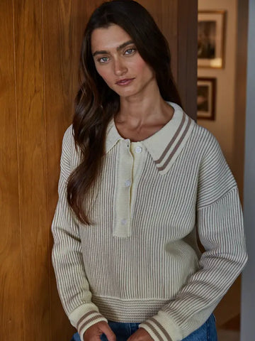 Ribbed Polo Sweater