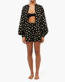 Billow Sleeve Oversized Polka Dot Button Up