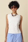 Jade Embroidered Open-Back Top - White