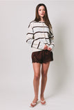 Satin Lace Stretch Shorts - Brown