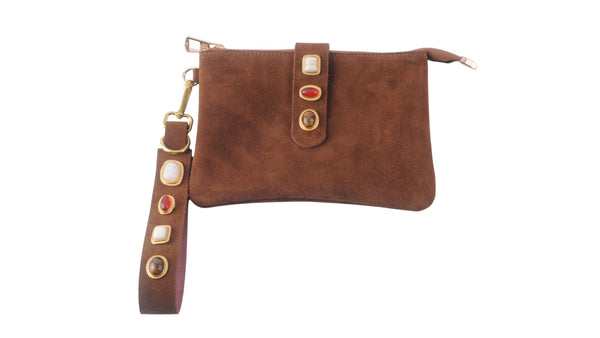 Gemstone Suede Wristlet & Keychain Set