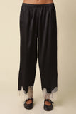 Quinn Lace Trim Satin Pants - Black Taupe