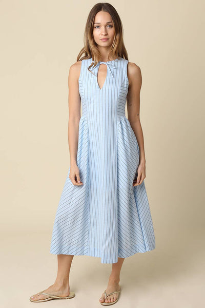 Tori Blue Stripe Midi Dress