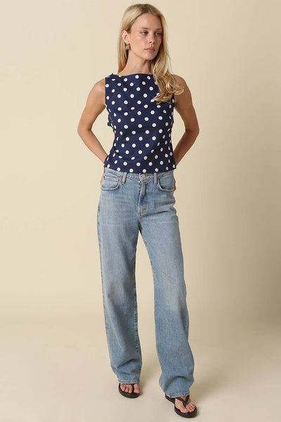 Marina Polka Dot Open-Back Top