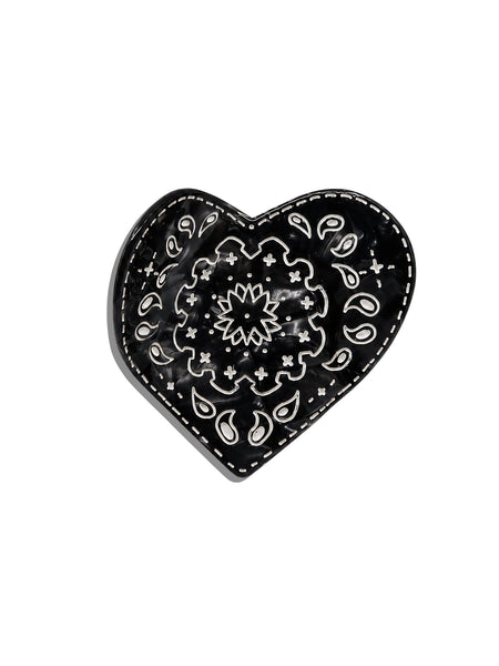 Paisley Heart Claw Clip - Black/White