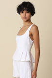 Alyay Linen Smocked Back Peplum Top