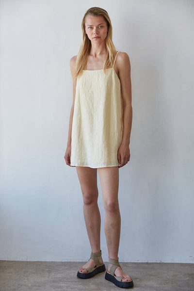 Simple Linen Mini Dress - Butter