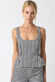 Anna Striped Smocked Back Peplum Top