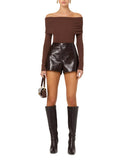 Wynn Shorts - Dark Brown Leather