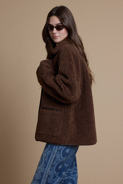 Reversible Faux Leather Sherpa Jacket