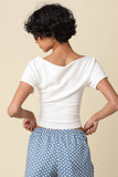 Angela Boat Neck Tee - Ivory