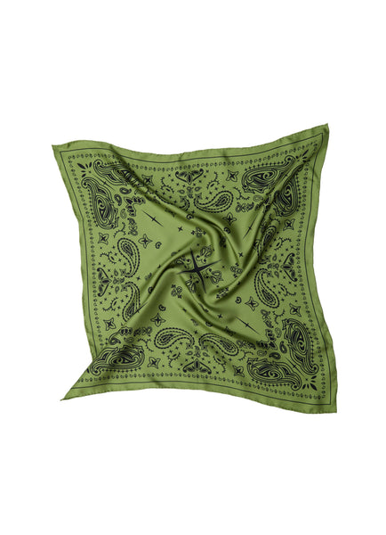 Paisley Silk Bandana - Soft Olive