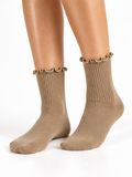 Everyday Mocha Ruffle Grip Sock