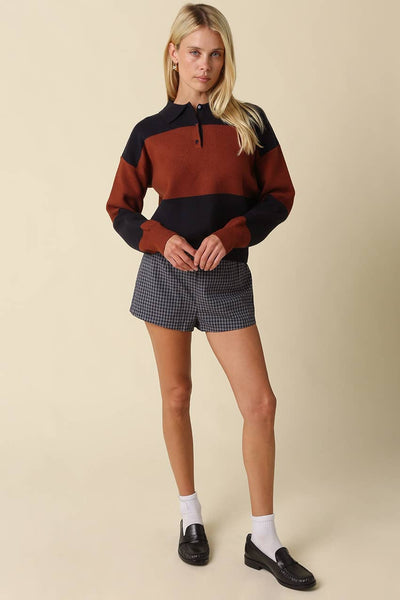 Lucia Color Block Polo Sweater