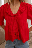 Embroidered Collar Button Blouse