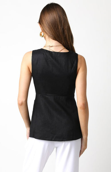 Alyssa Linen Top - Black