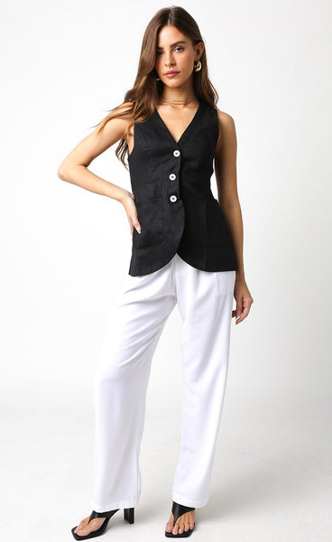 Alyssa Linen Top - Black