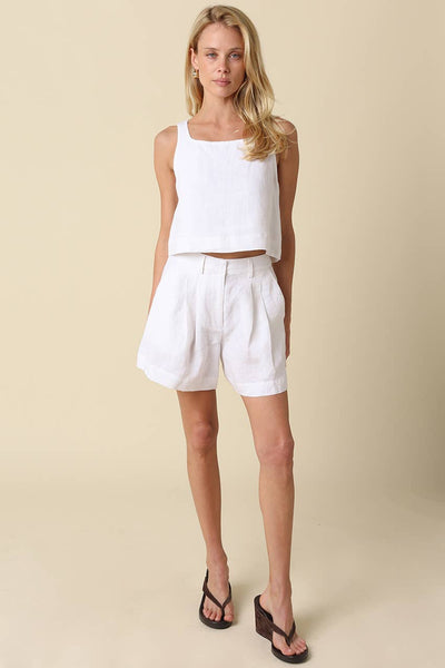 Lina Linen Crop Tank Top