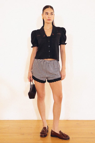 Gingham Lace Shorts