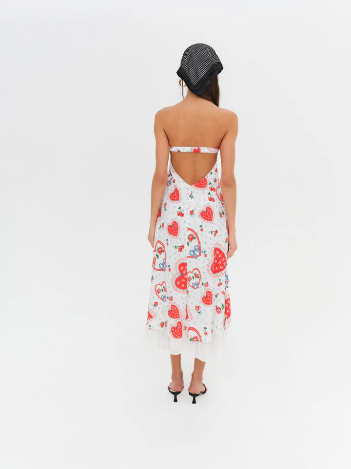 daisy mae midi dress For Love & Lemons Daisy Mae Strapless Midi Slip Dress