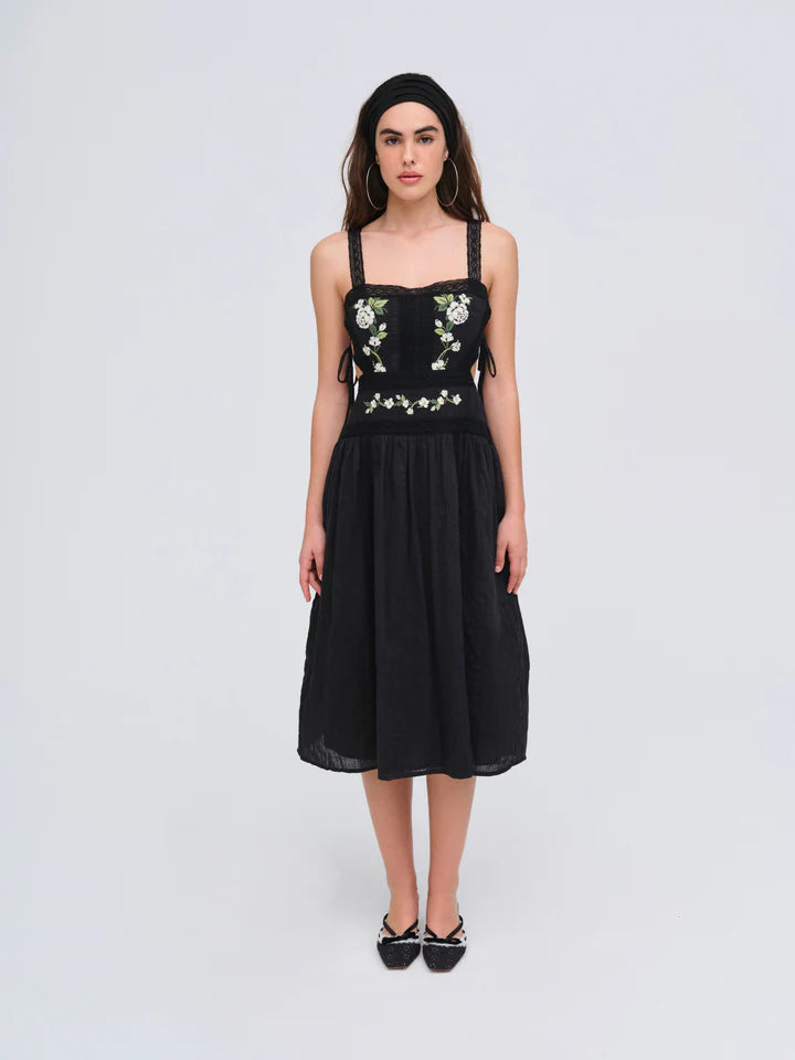 For Love and Lemons Jolene Embroidered Midi Dress - Black | VIDA MOULIN For Love and Lemons Jolene Embroidered Midi Dress - Black | VIDA MOULIN