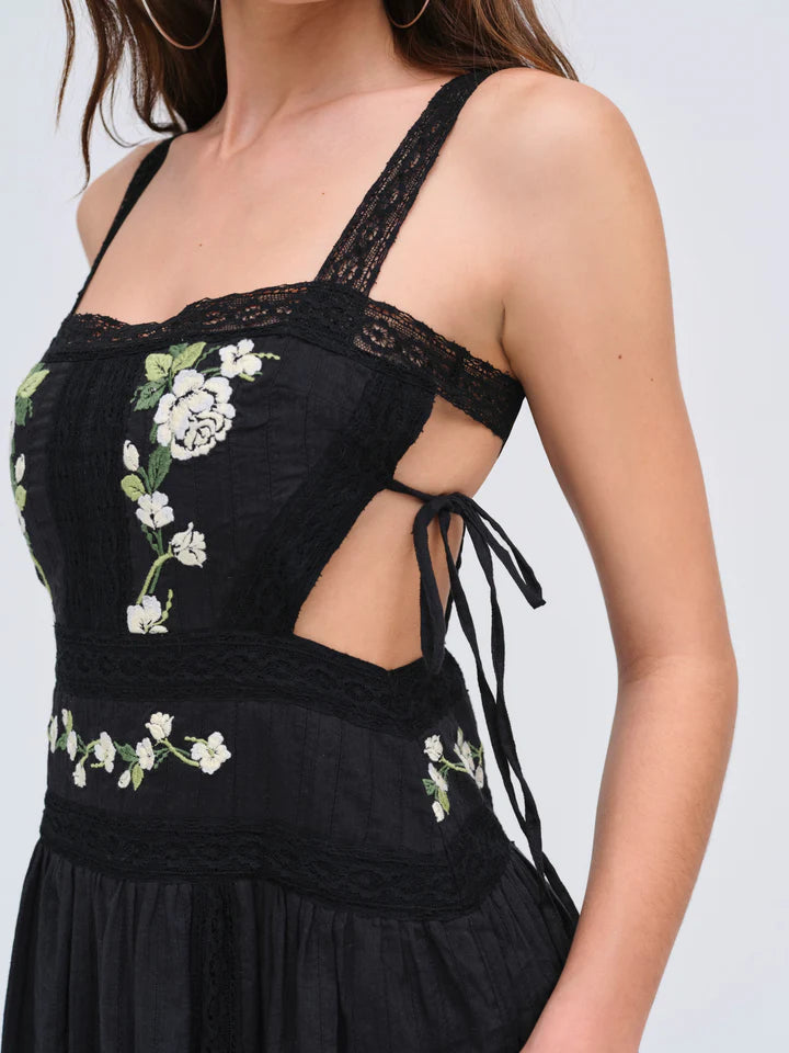 For Love and Lemons Jolene Embroidered Midi Dress - Black | VIDA MOULIN For Love and Lemons Jolene Embroidered Midi Dress - Black | VIDA MOULIN