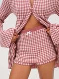 Gingham Knit Skort - Mauve Pink