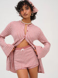 Gingham Knit Skort - Mauve Pink