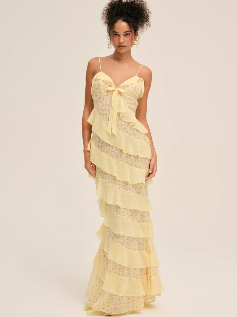 slim fit dress slacks For Love & Lemons Debby Maxi Dress