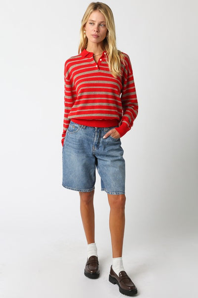 Kathy Stripe Top - Red
