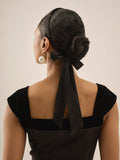Celine Satin Bow Headband - Black