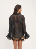 Organza Button-Up Blouse