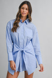Striped Wrap Shirt Dress