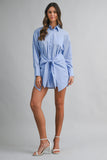 Striped Wrap Shirt Dress