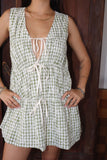 Plaid Tie Front Mini Dress