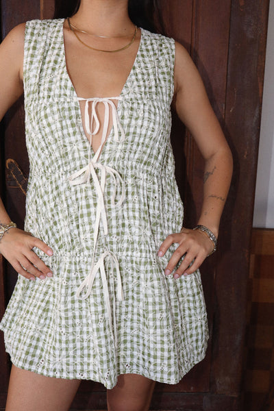 Plaid Tie Front Mini Dress