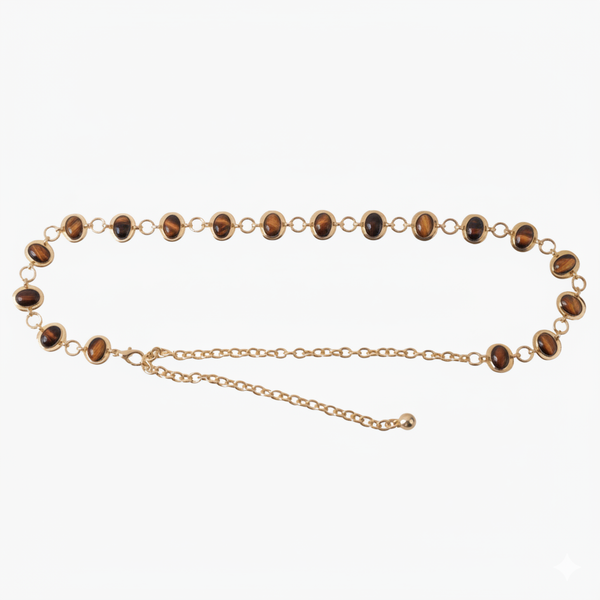 Glossy Coffee Bean Chain Belt