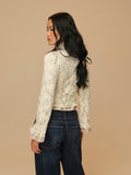 Victorian Lace Military Jacket in Cream, back view