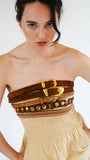Curved Buckle Suede Belt