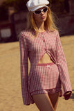 Gingham Knit Skort - Mauve Pink