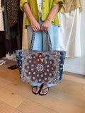 Bailey Bandana Tote - Brown/Navy