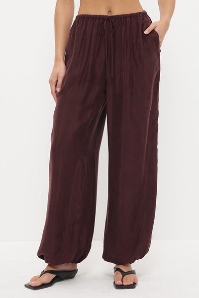 Eadie Harem Pant in Chestnut, front detail