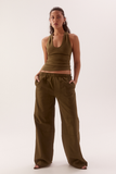 Lora Tank in Deep Khaki, front detail