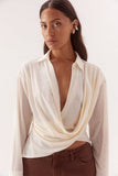 Selen Shirt in Chalk, front detail