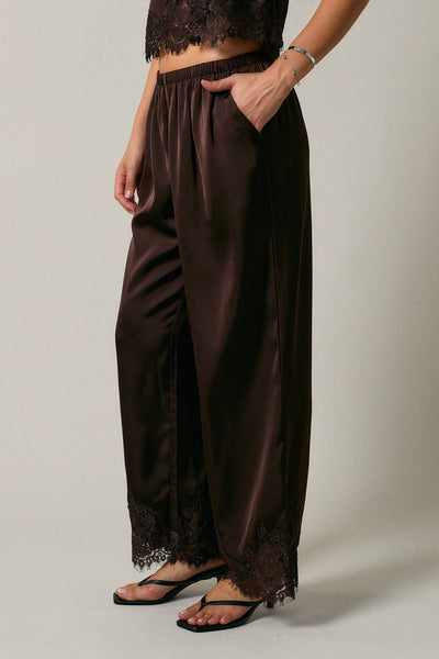 Lace Trim Stretch Pants
