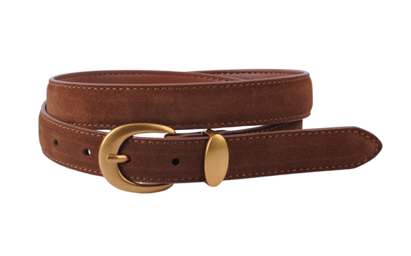 Curved Buckle Suede Belt