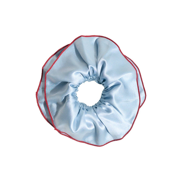 "Maxi Flower" Double-Layer Oversized Silk Scrunchie - Pastel Blue by VIDA MOULIN