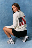 USA FLAG HALF ZIP SWEATER